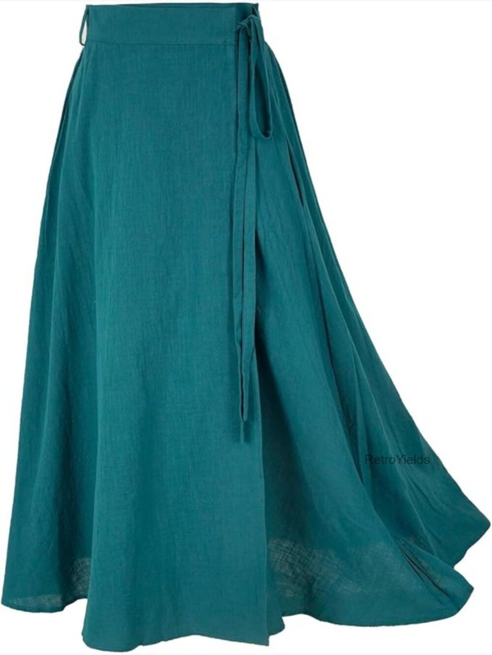 Linen Wrap Skirt Casual Maxi Skirt High Rise A-Line